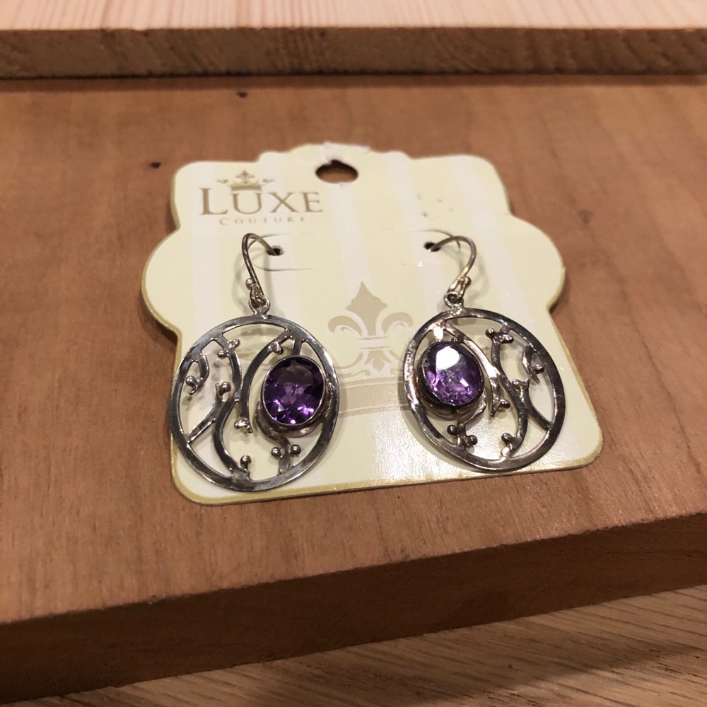 Luxe purple stone intricate earring